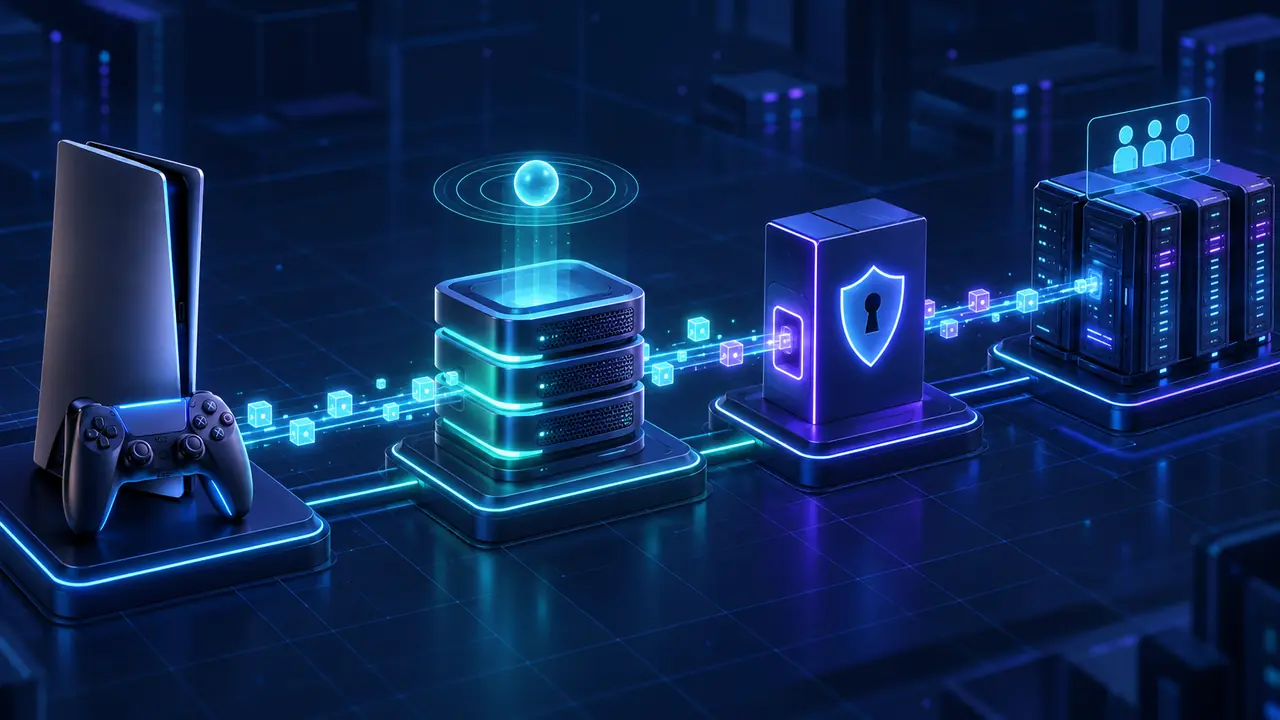 مسیر درخواست از دستگاه گیمر تا DNS، درگاه ورود و سرور بازی